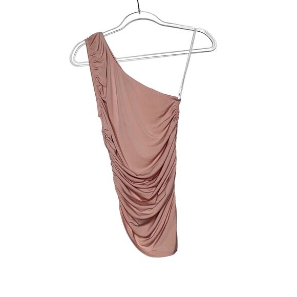 LULU'S Do a Double Take Ruched One-Shoulder Top Dusty Pink 90s Y2K Size XS - Picture 7 of 7